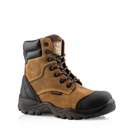 BSH008 Brown High Leg Style Safety Lace Zip Boot - Image 2