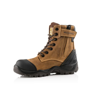 BSH008 Brown High Leg Style Safety Lace Zip Boot